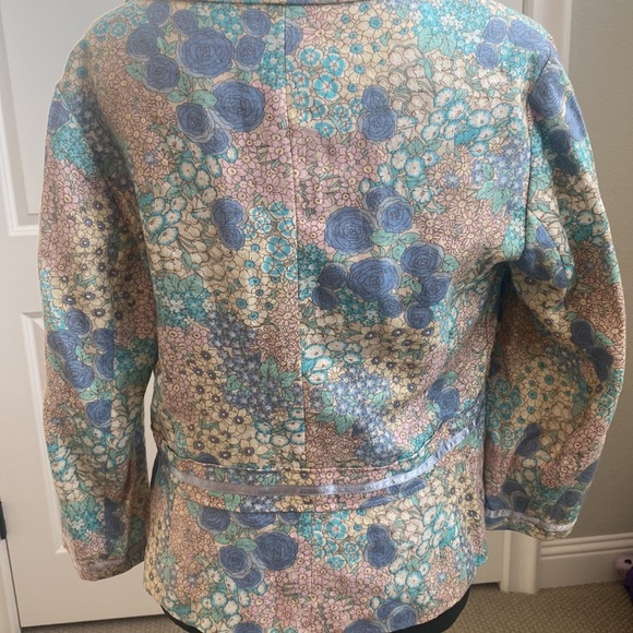 Newport News 100% Linen Vintage Granny Chic Floral Suit Jacket - Picture 2 of 4